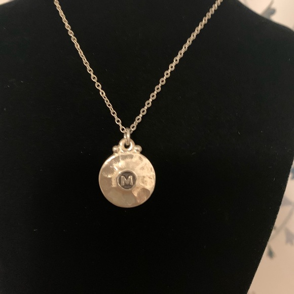 Jessica Elliot Sterling "M" Pendant on Sterling Chain - 16" with 3" Extender - Picture 1 of 7